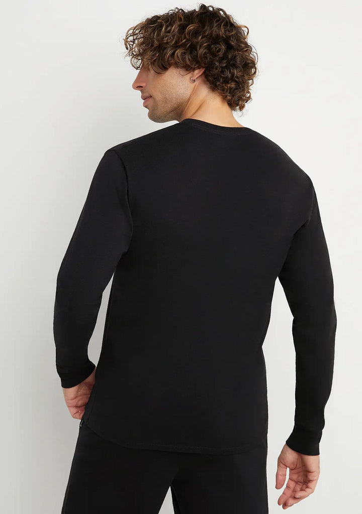 Champion Mens Script Long Sleeve Tee Black <br> AXQNN