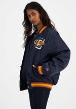 Champion Womens ReBound Letterman Jacket <br> CREMN NAV