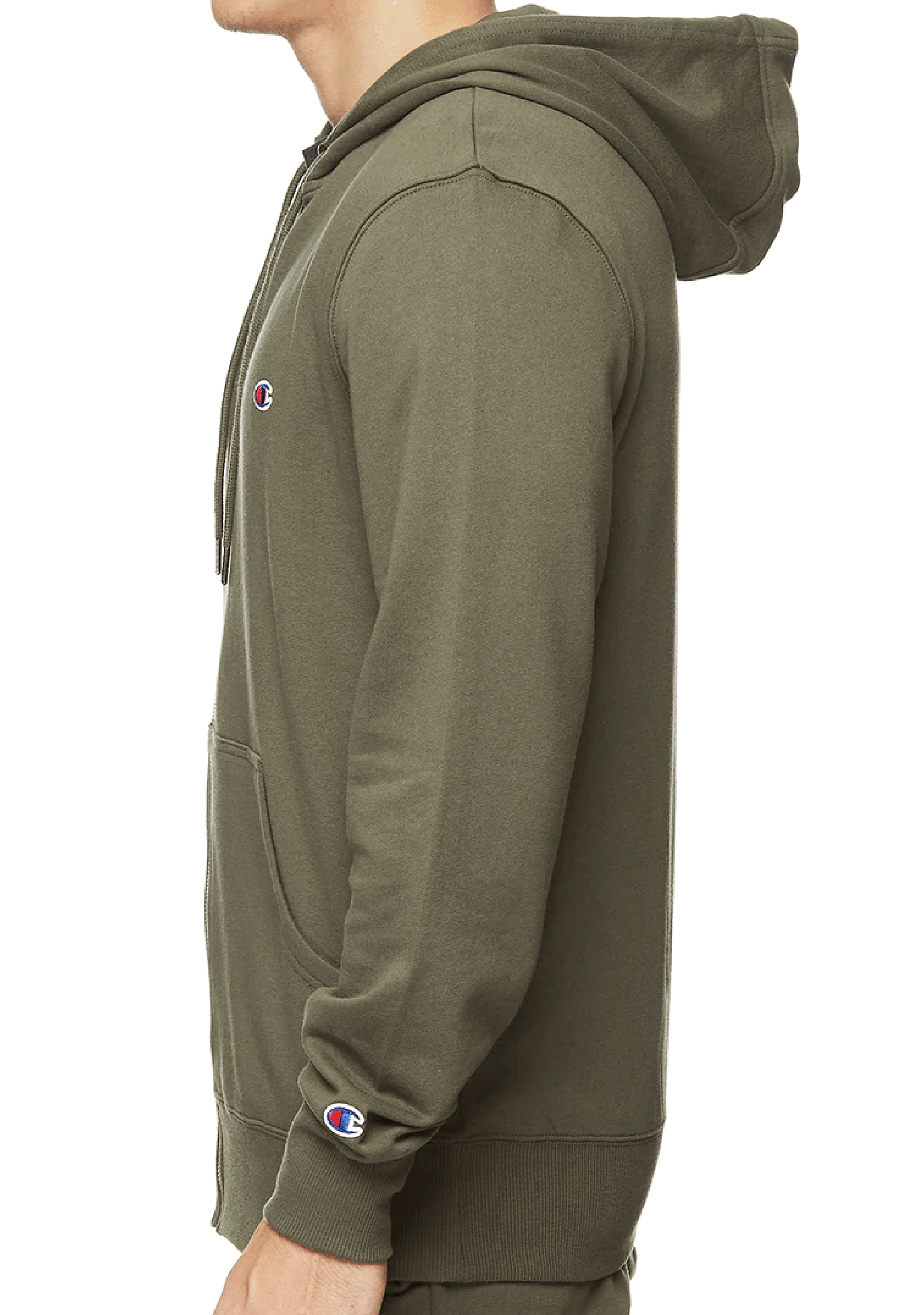 Champion C Logo Zip Hoodie Mens Six Iron Khaki