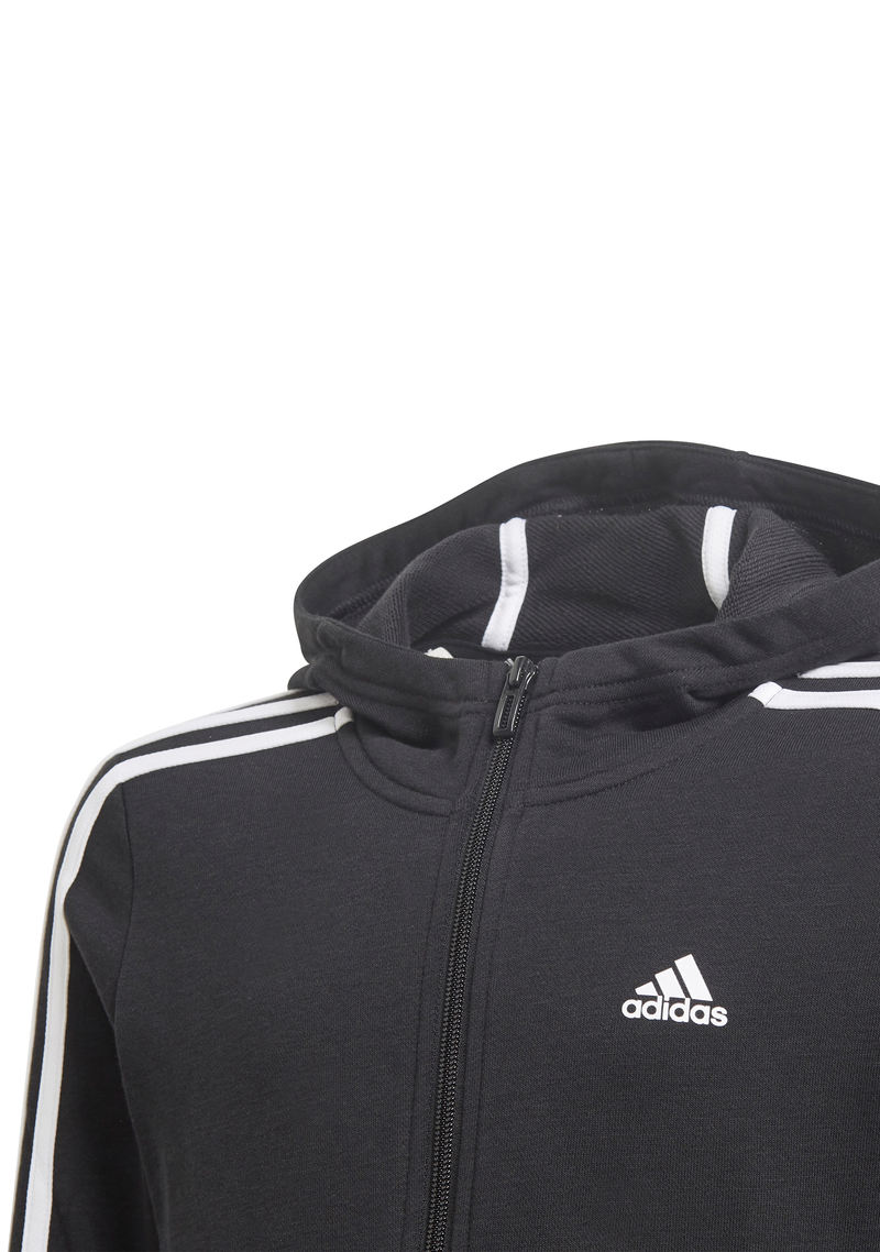 Adidas Girls Essentials 3 Stripe Full Zip Hoodie <br> GQ8356