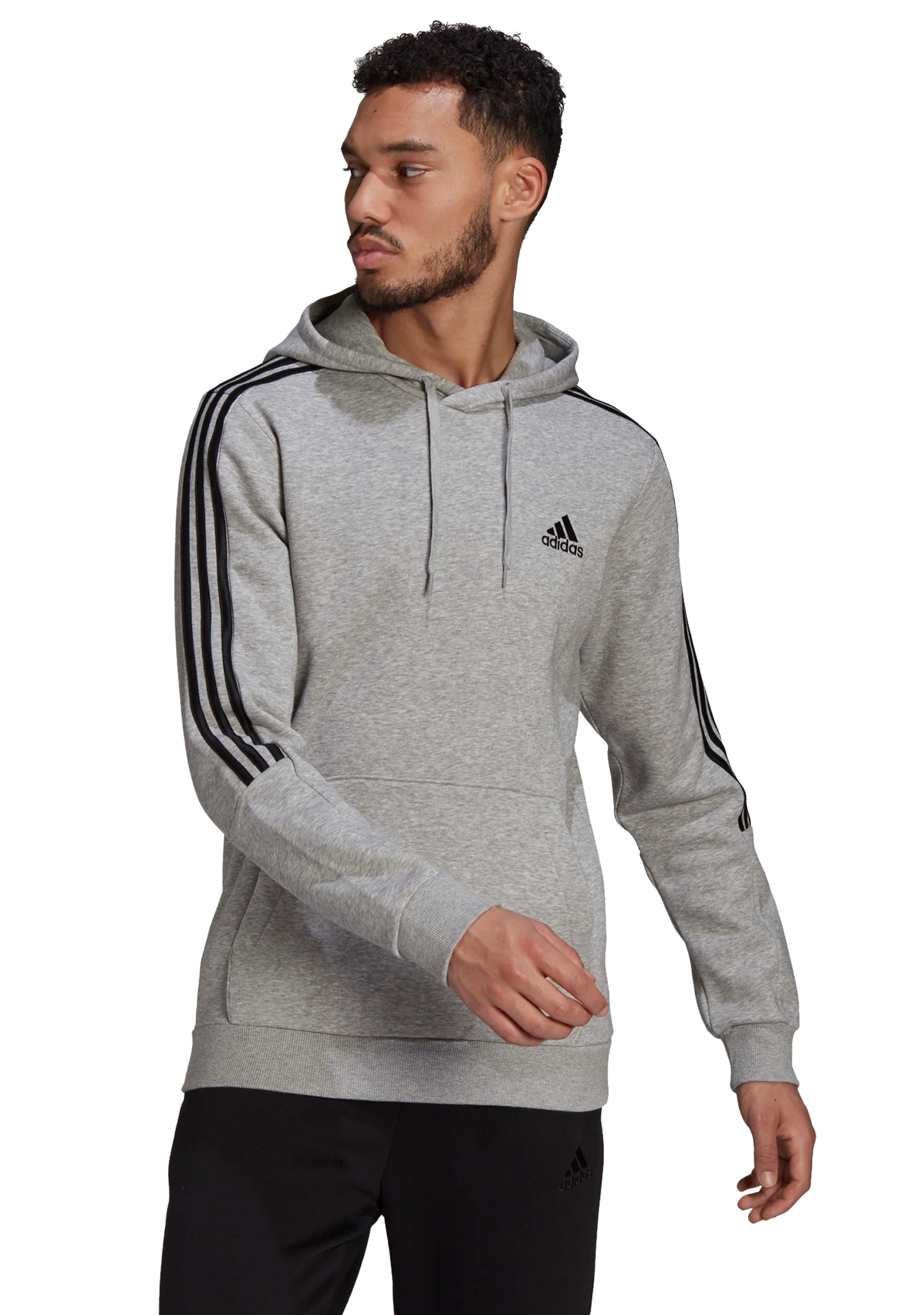Adidas Mens Fleece Cut 3 Stripes Hoodie