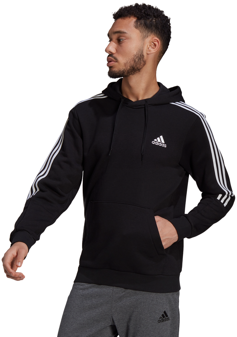Adidas Mens Essentials Fleece Cut 3 Stripes Hoodie <br> GK9581