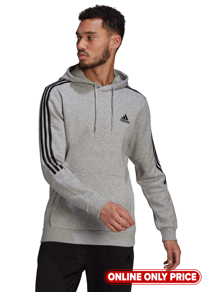 Adidas Mens Fleece Cut 3 Stripes Hoodie