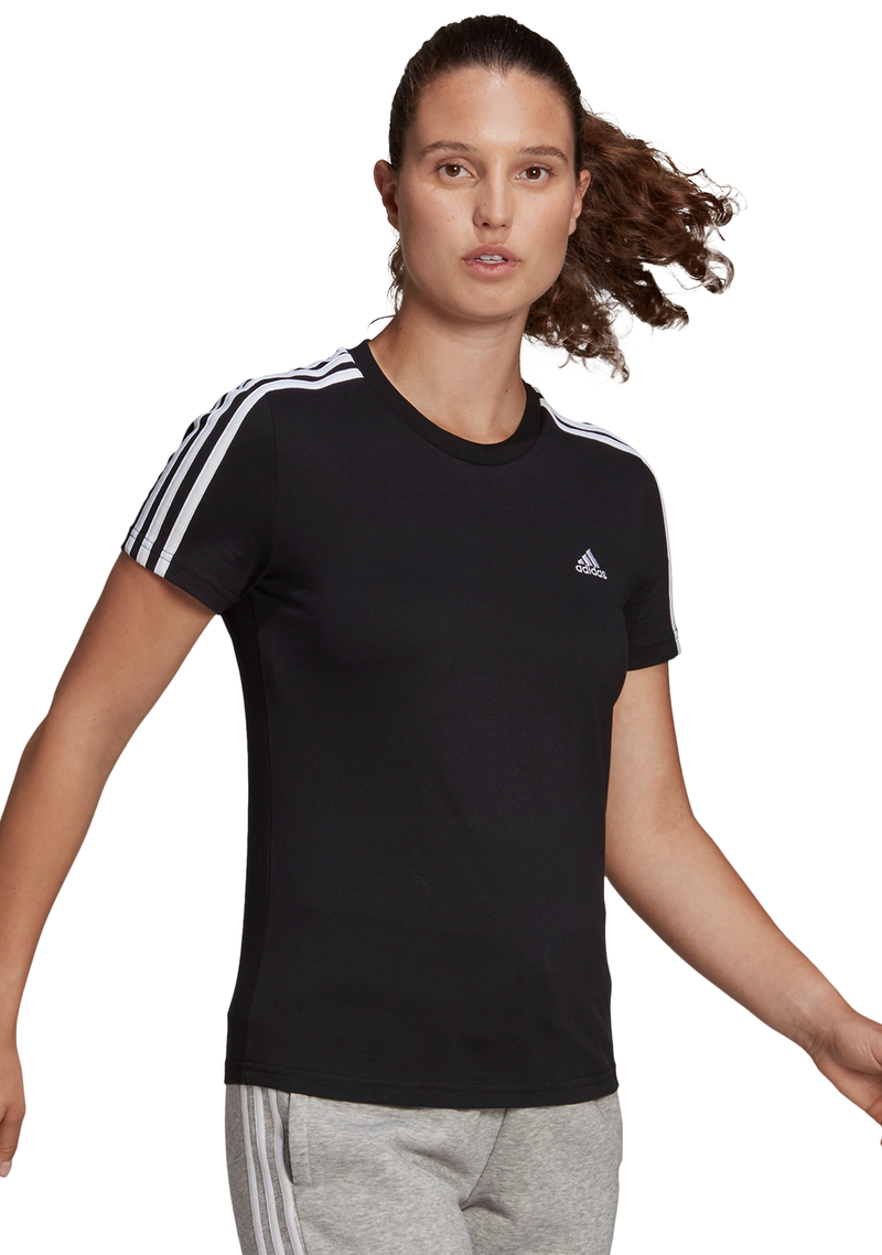Adidas 3 stripe 2025 t shirt womens