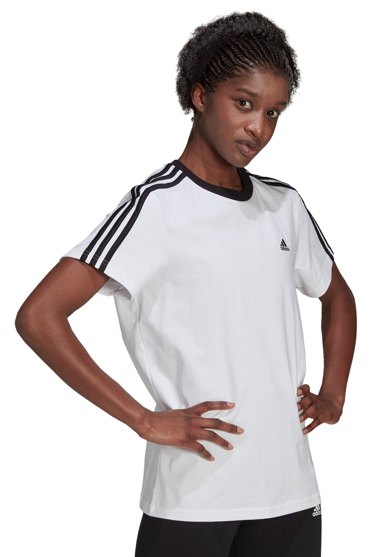 Adidas 3 stripe t shirt womens discount