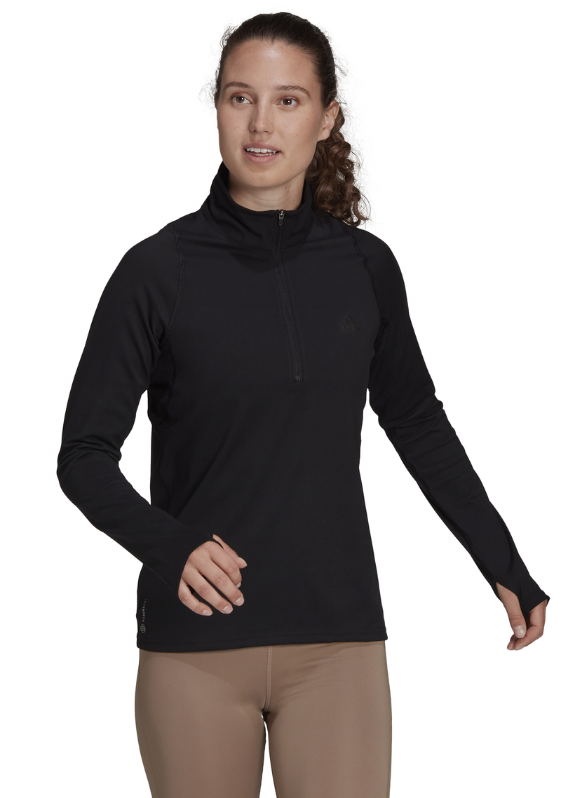 Adidas Womens Run Fast Half-Zip Long Sleeve Sweatshirt <BR> HB9223