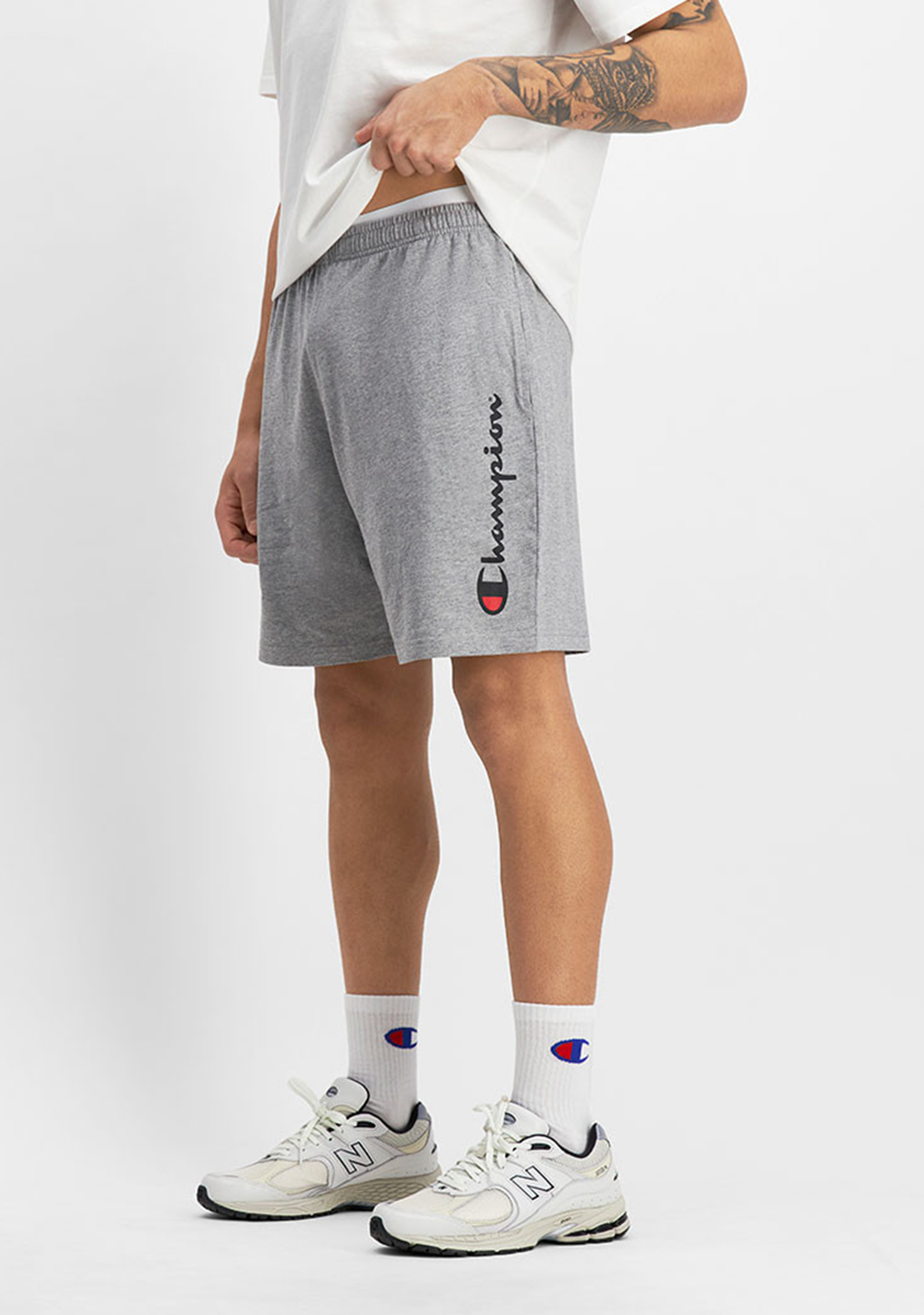 Grey Champion Script Jersey Shorts Champion Nautical Big Script