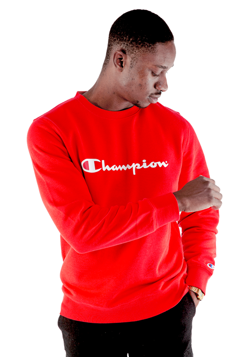 Champion Mens Script Crew Cherry Red <br> AY77N EPX