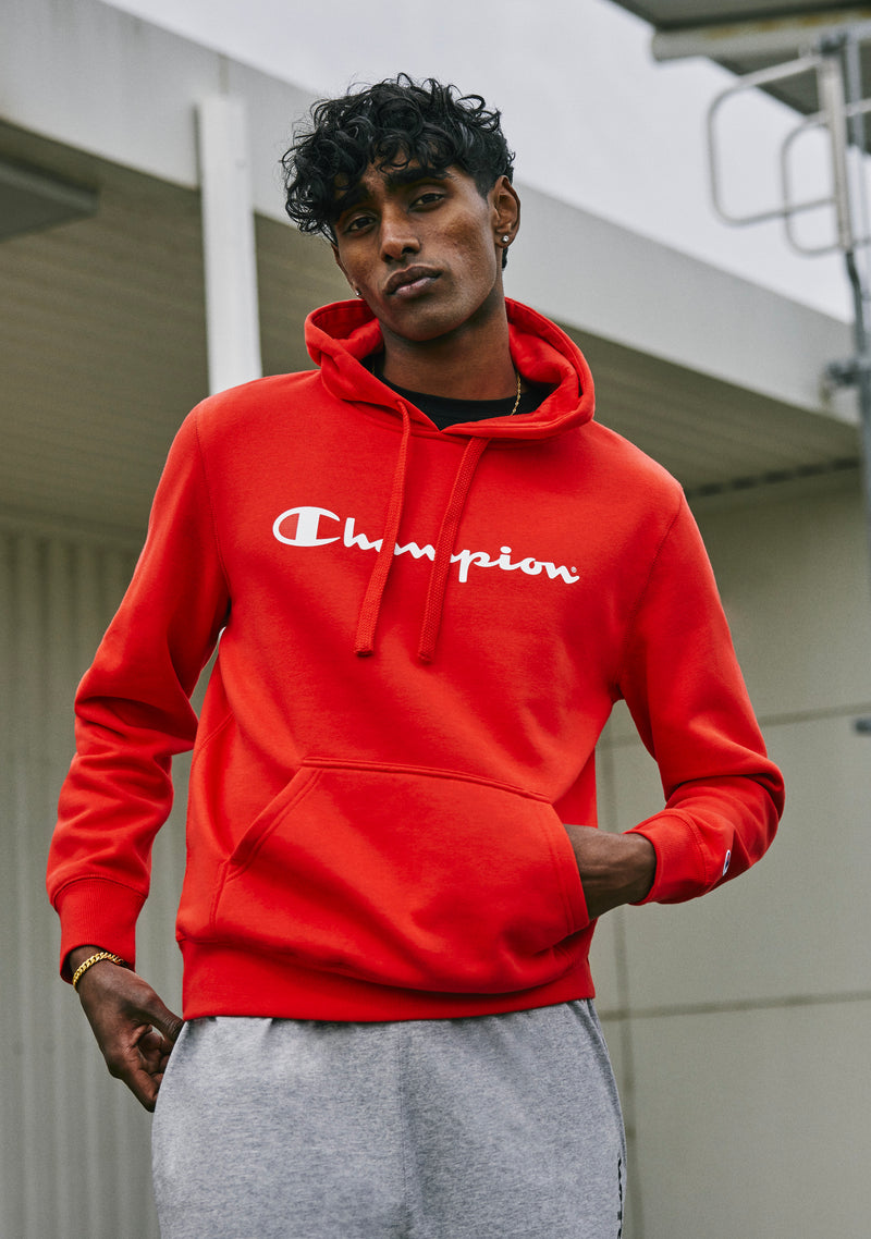 Champion Mens Script Logo Hoodie <br> AY79N GJR