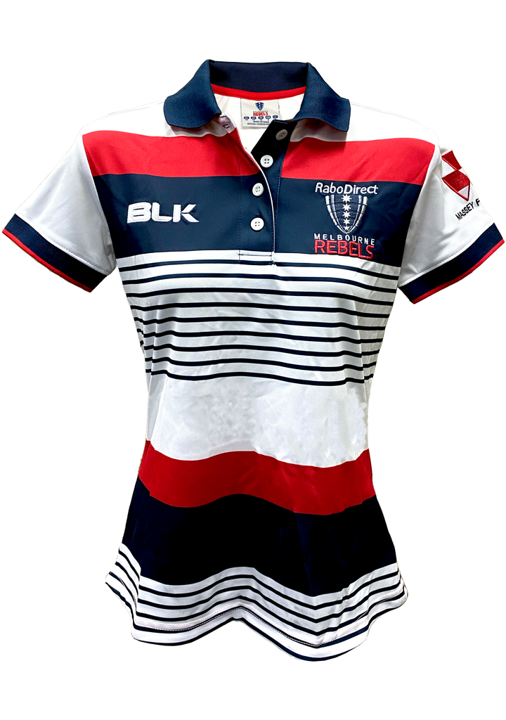 BLK Melbourne Rebels Media Polo Womens <br> MRPO314WHT14