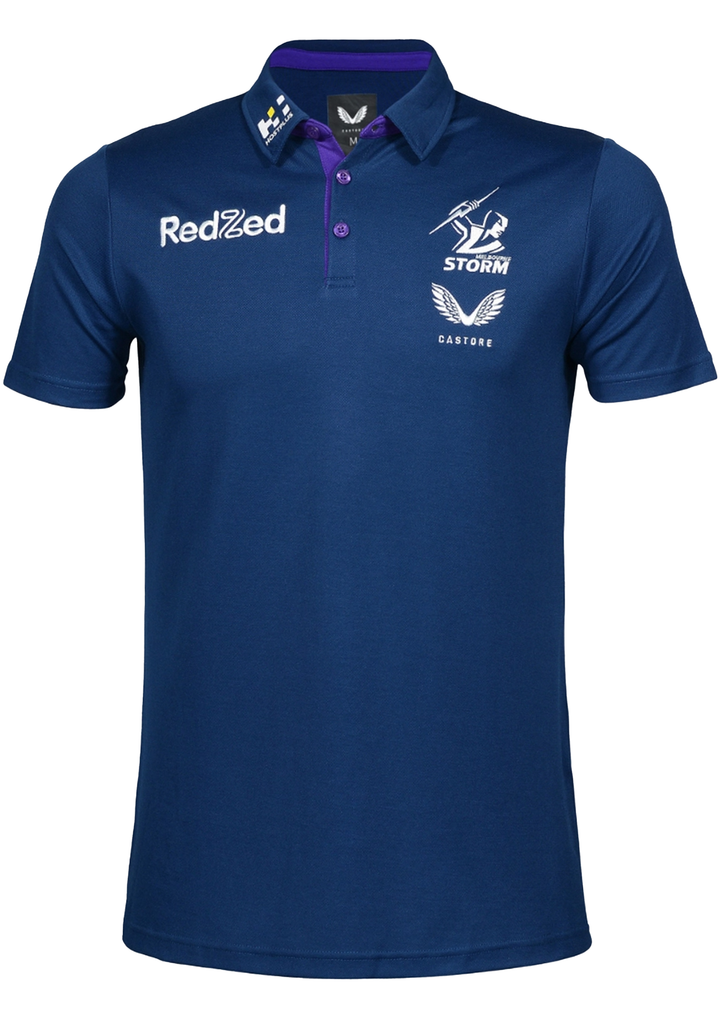 Castore Mens Melbourne Storm Media Polo Players <br> JCMSMTRMP1P-NAVY