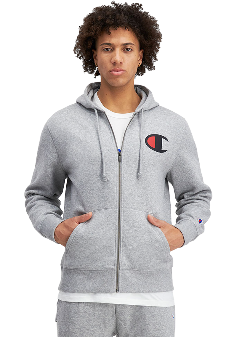 Champion Mens C Logo Zip Hoodie <br> AVV9N A3R GREY