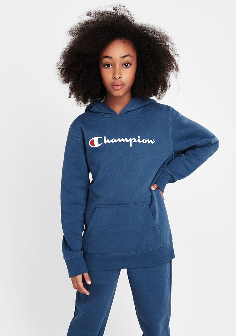 Champion Junior Script Hoodie <BR> KX96N HAM