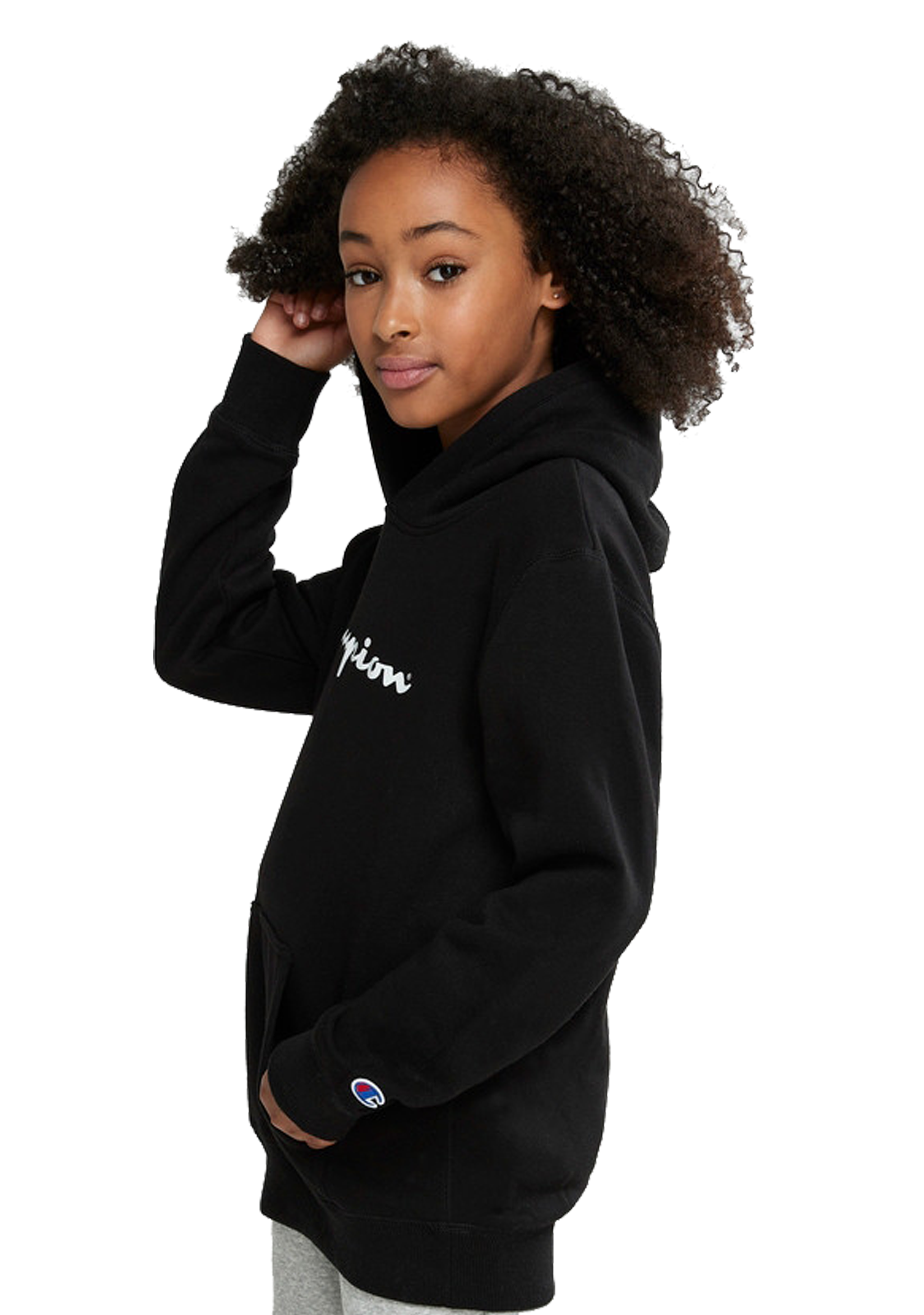 Black champion hoodie junior on sale