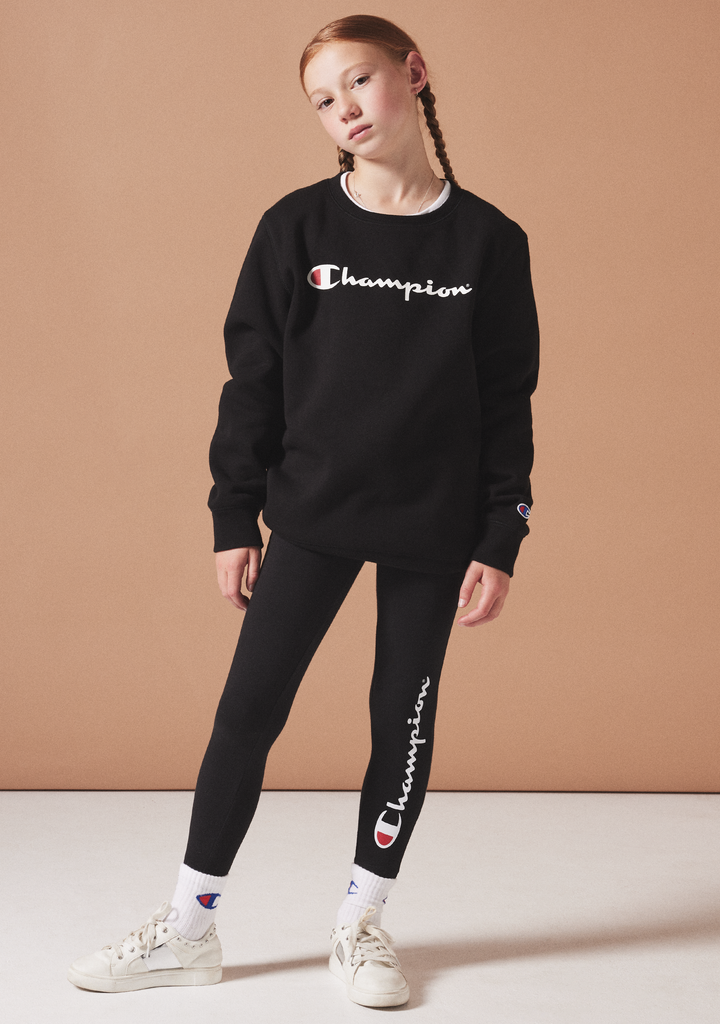 Champion Junior Script Logo Crew Black
