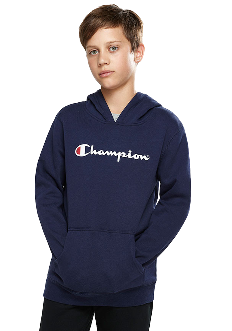 Champion Kids Script Hoodie Navy <br> KX96N NAV