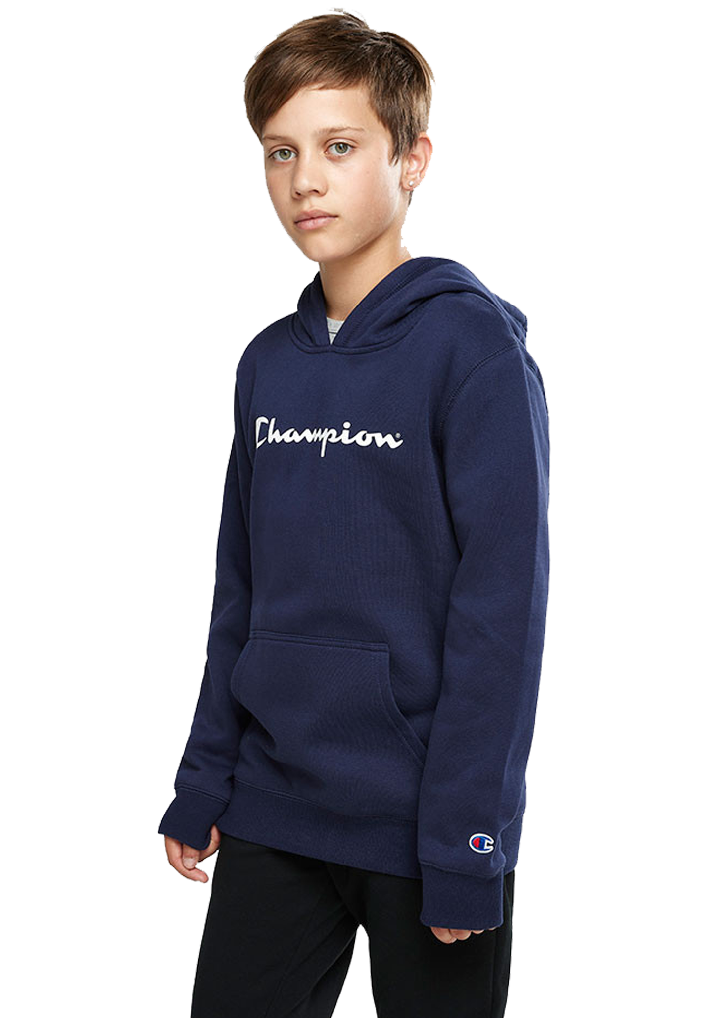 Champion Junior Script Hoodie Navy