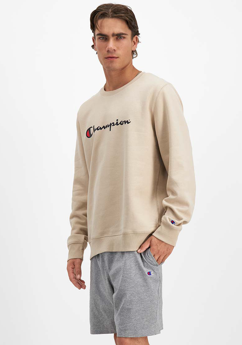 Champion Mens Beige Script Crew <BR> AY77N EQQ