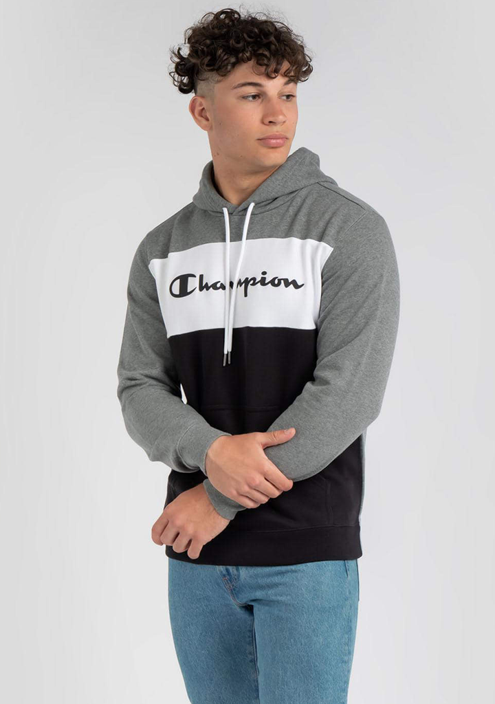 Champion Mens EU Roch Colourblock Hoodie Grey/black