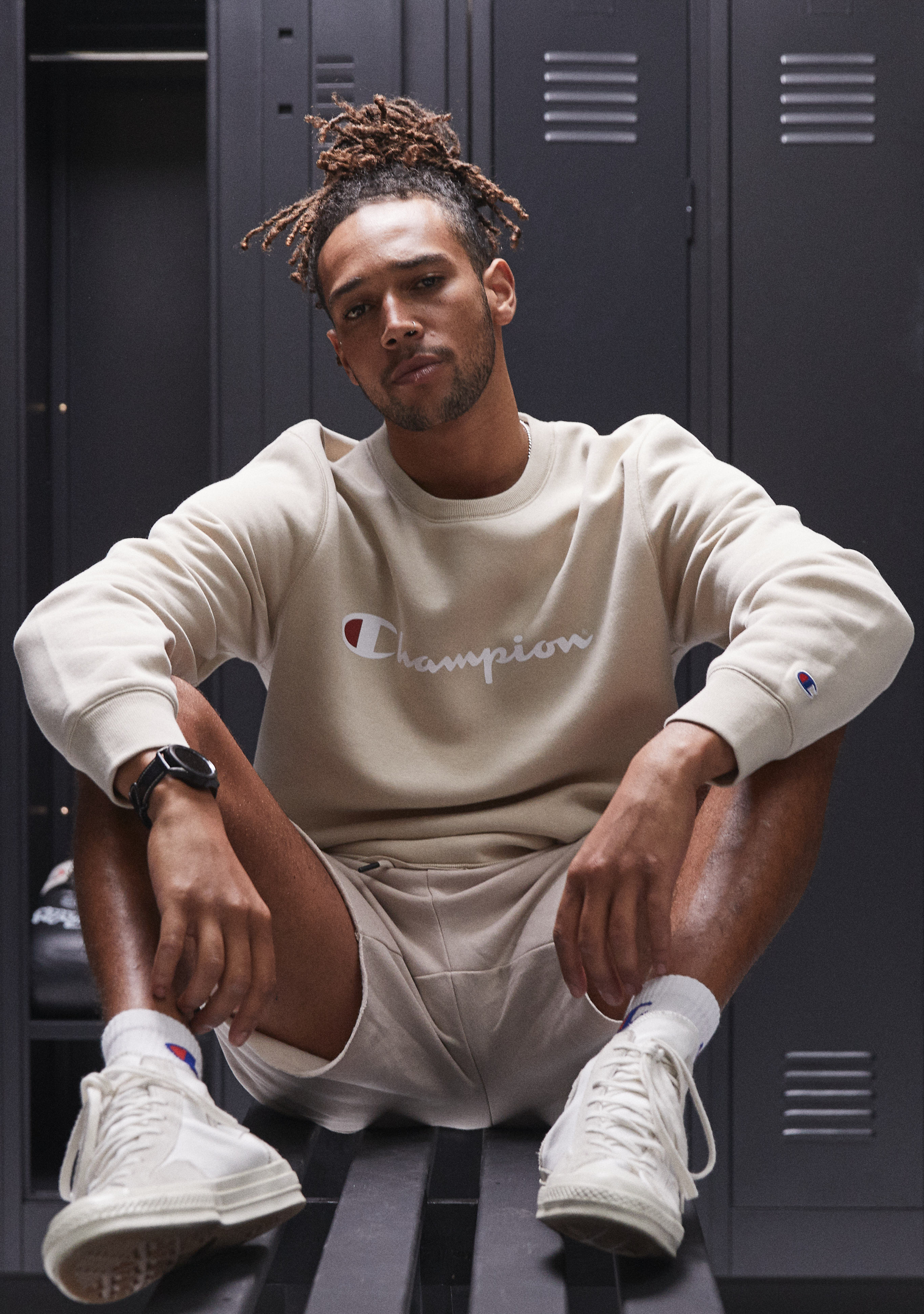 Champion Men’s Script Crew Cream