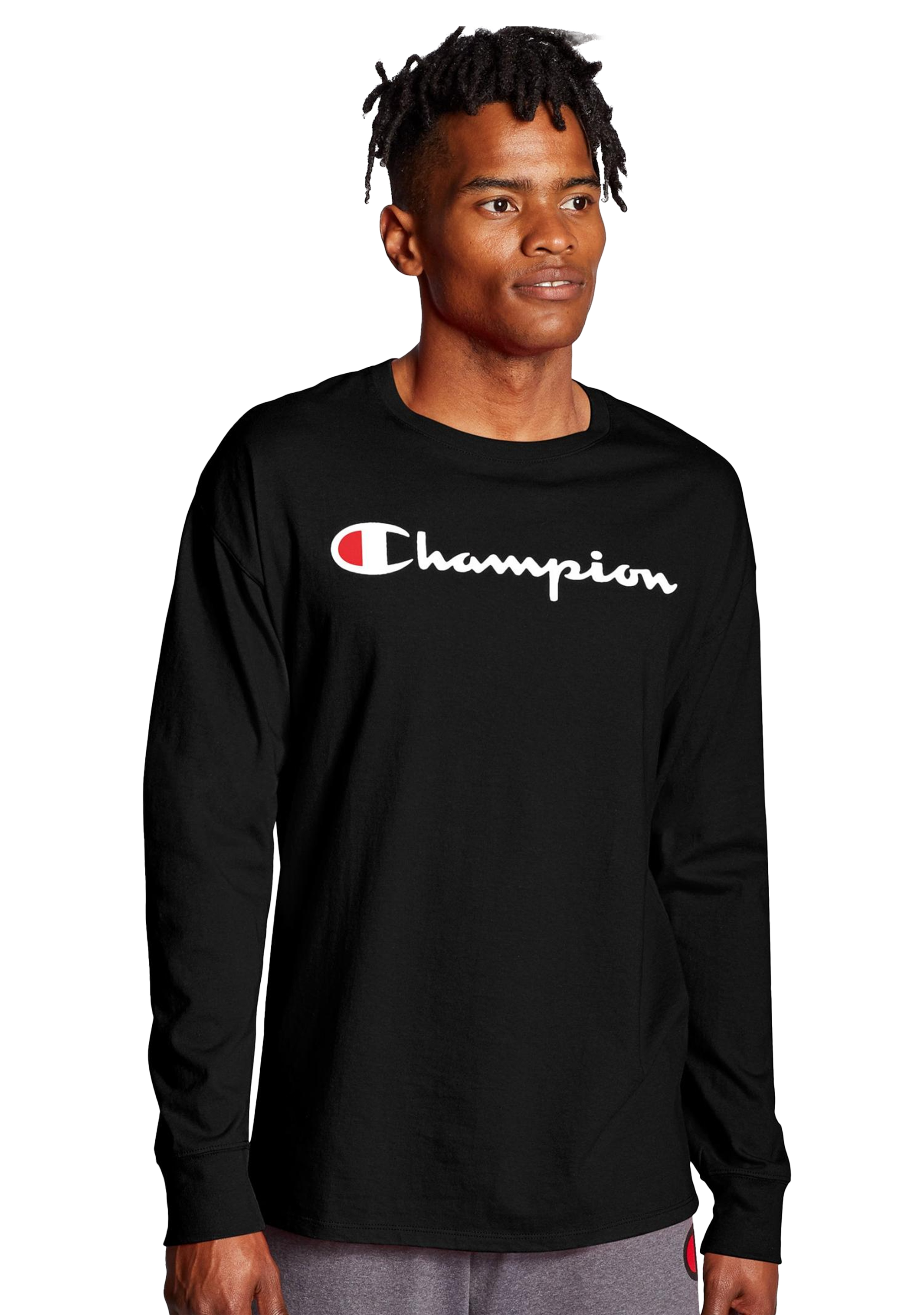 Champion Mens Script Long Sleeve Tee AXQNN Jim Kidd Sports