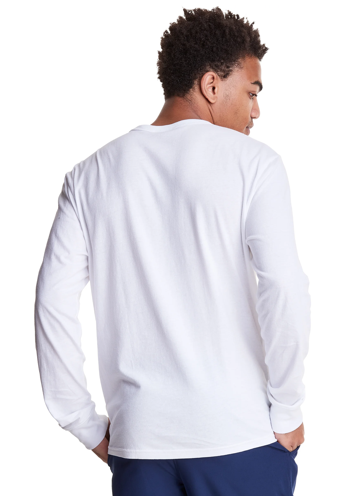 Champion Mens Script Long Sleeve Tee White