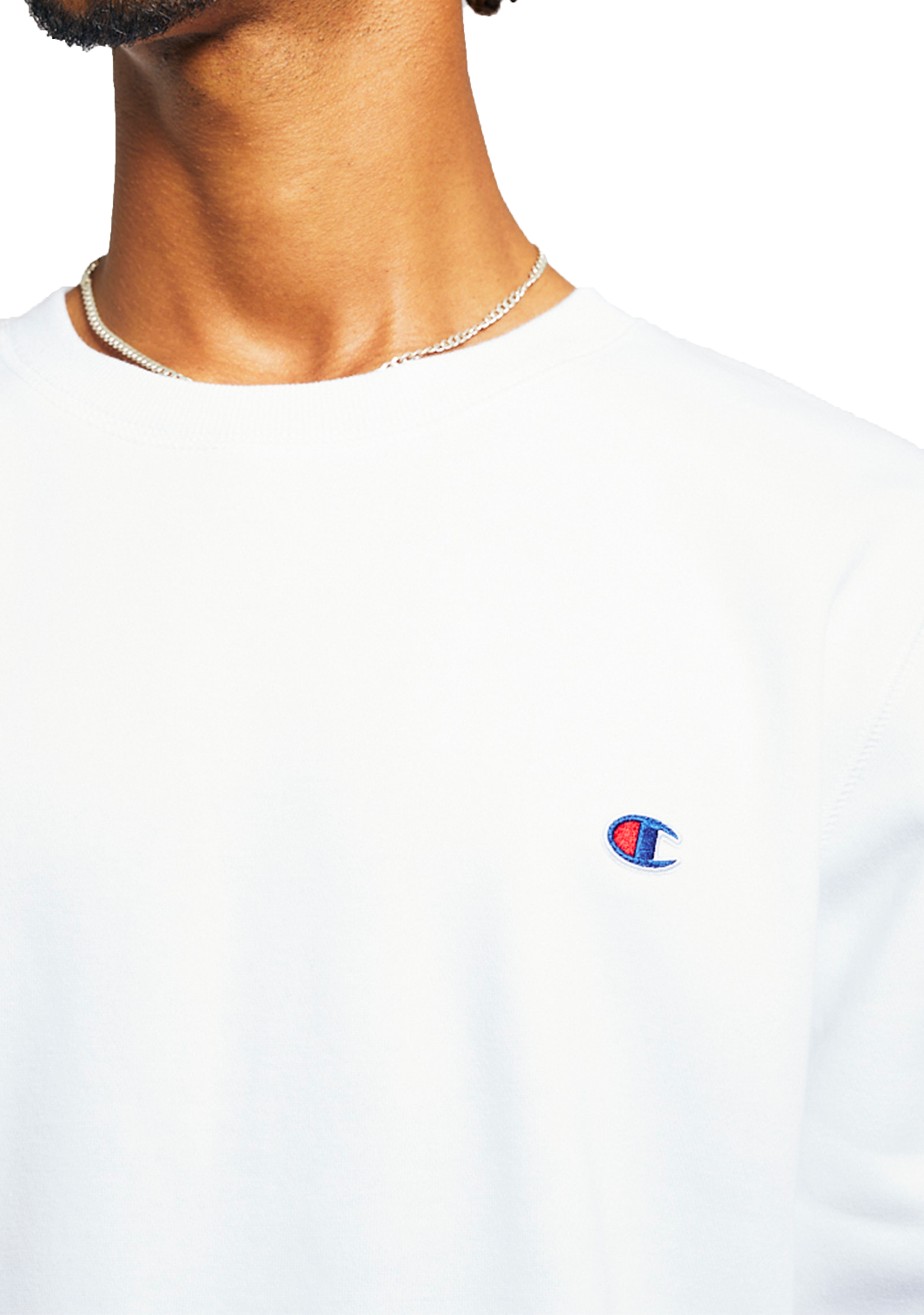 Champion Mens Sporty Graphic Crew White