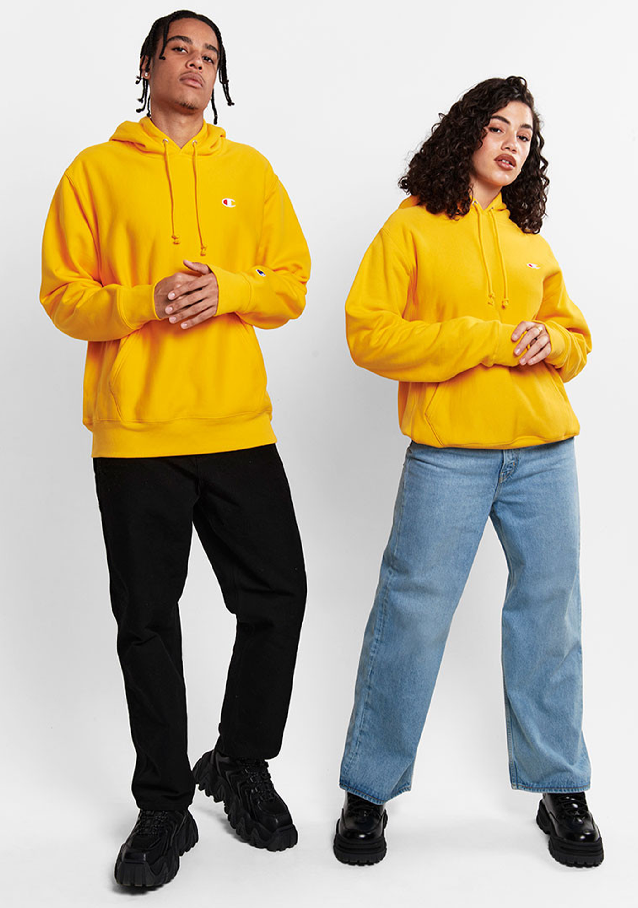 Champion Mens Reverse Weave C Logo Hoodie Gold A1704H EAS Jim Kidd Sports