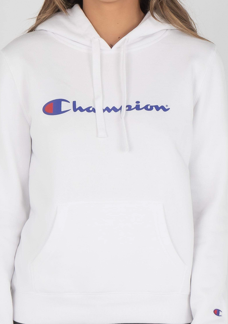 Champion Script Hoodie Womens White <br> CWG4N WIT