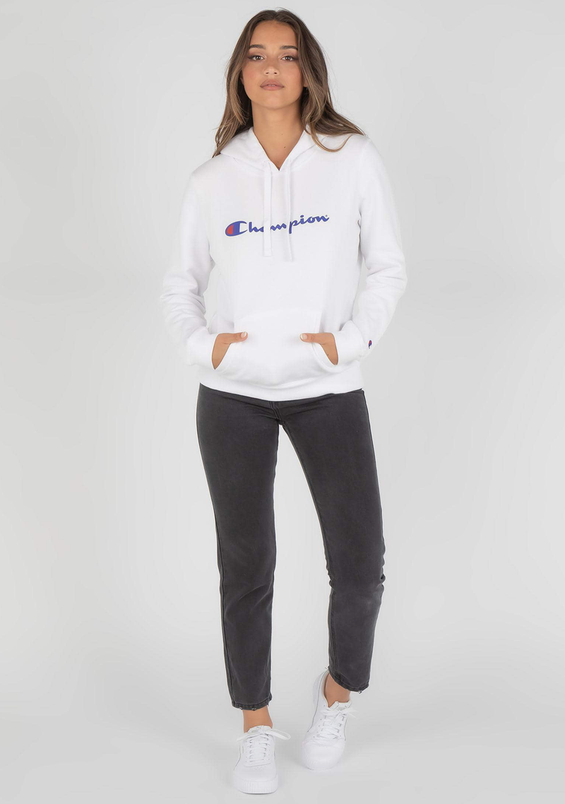 Champion Script Hoodie Womens White <br> CWG4N WIT