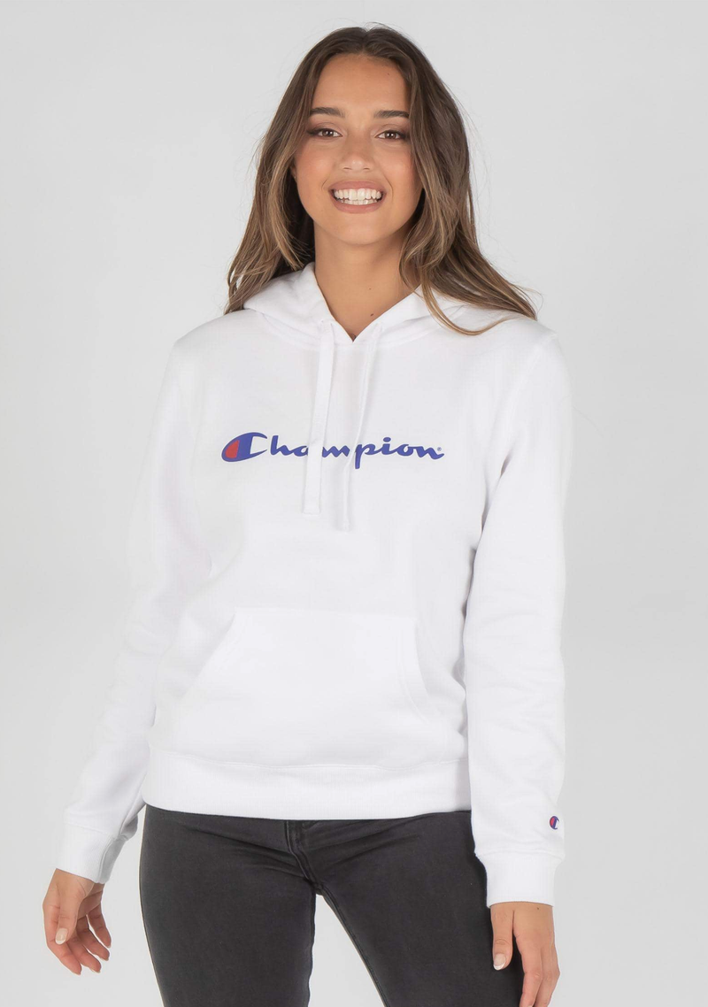 Champion Script Hoodie Womens White <br> CWG4N WIT