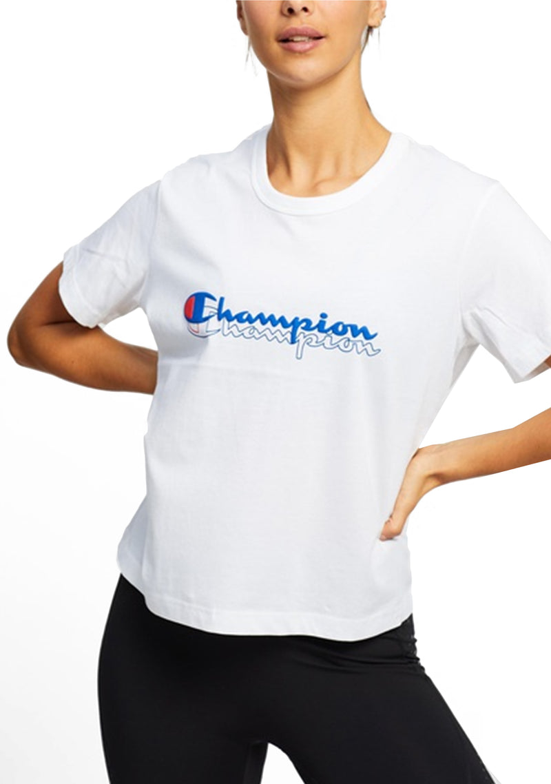 Champion Womens Graphic Sporty Crop Tee <BR> CVQKN JP2