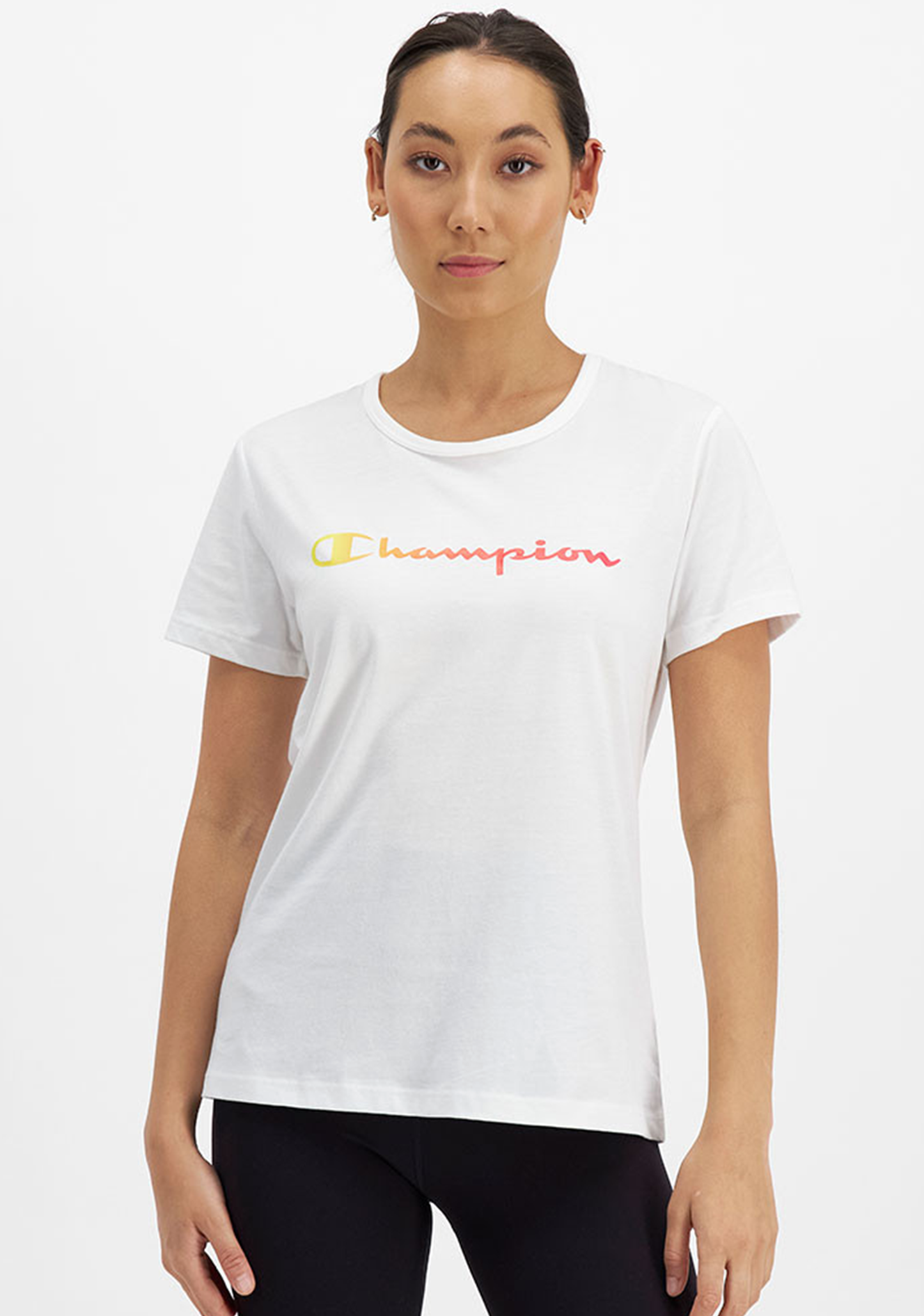 Champion Women's Ombre Script Short Sleeve Tee White