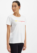 Champion Womens Ombre Script Short Sleeve Tee White <BR> CT8GN WIT
