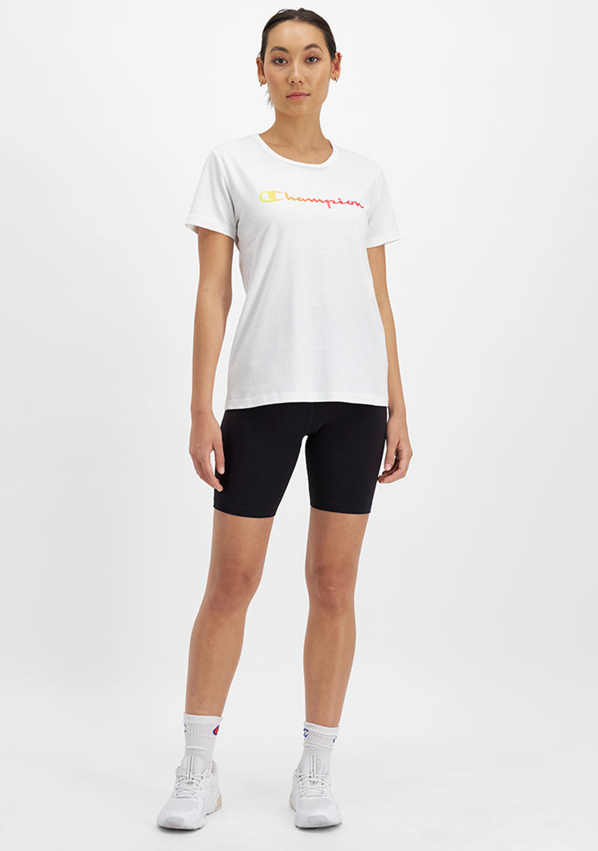 Champion Women's Ombre Script Short Sleeve Tee White