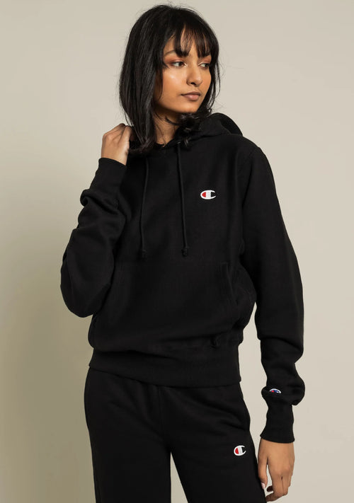 Champion Womens Small C Logo Boyfriend Fit  Hoodie <br> CTH6A1 BLK