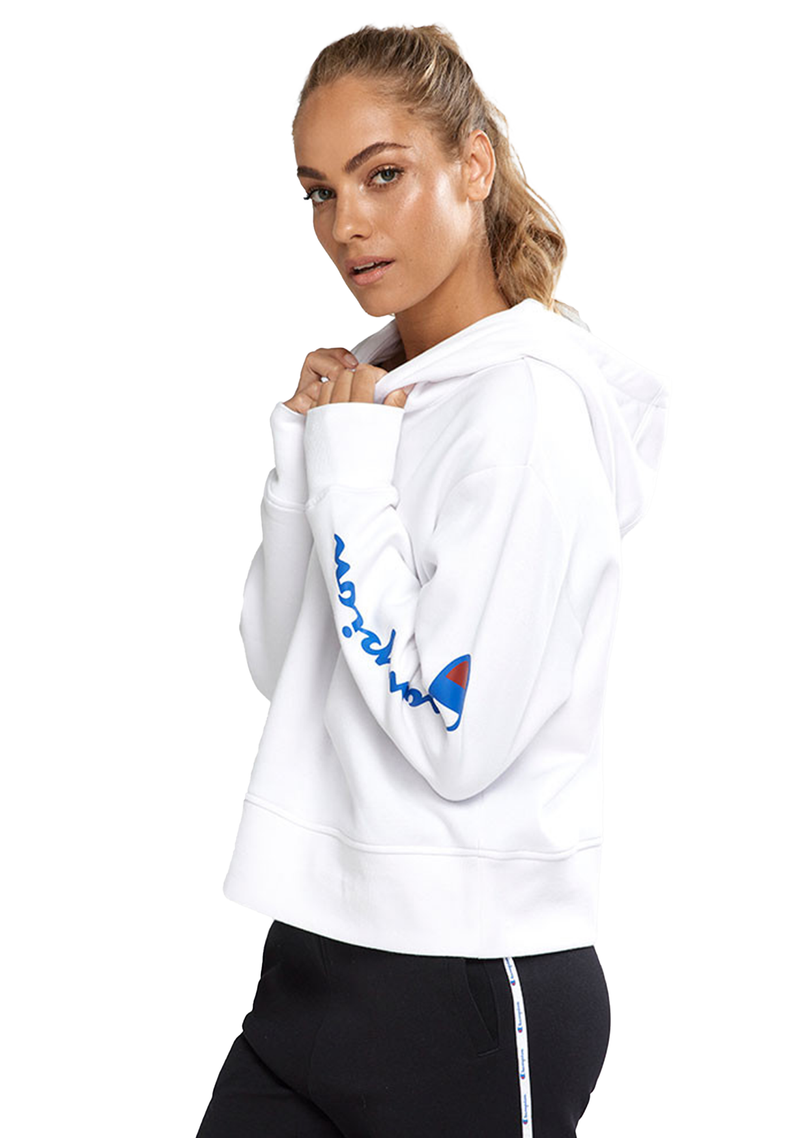 Champion Womens Sporty Graphic Hoodie White <br> CTMWN 7MY