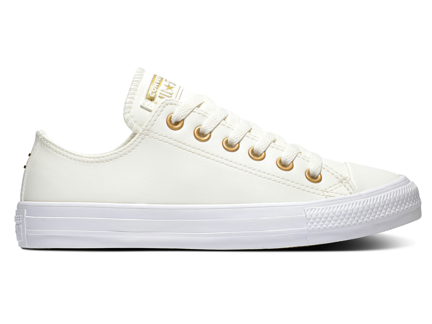 Women's white and gold converse discount