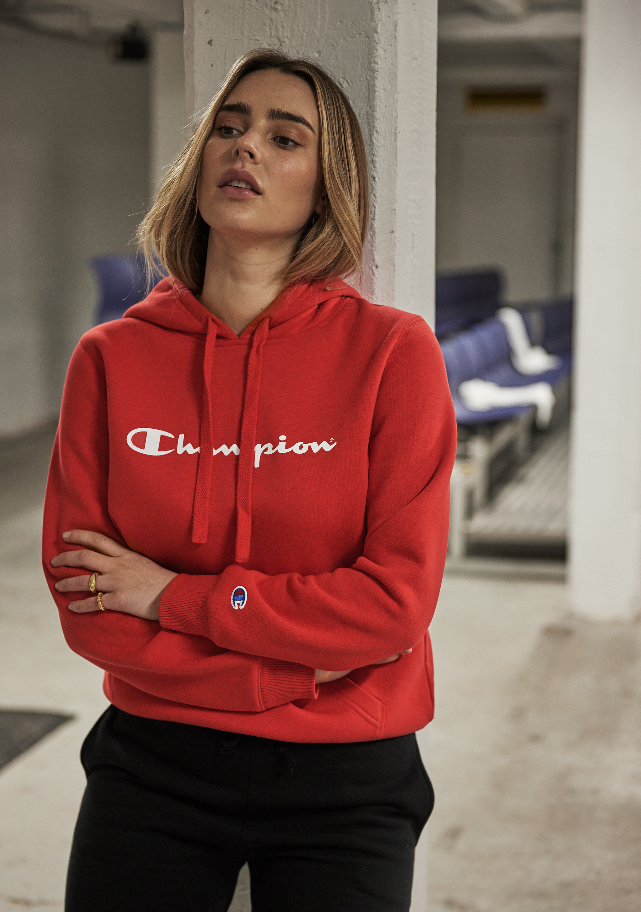 Champion Womens Script Hoodie CWG4N GJR Jim Kidd Sports
