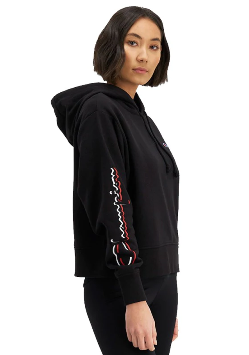 Champion hoodie black womens clearance