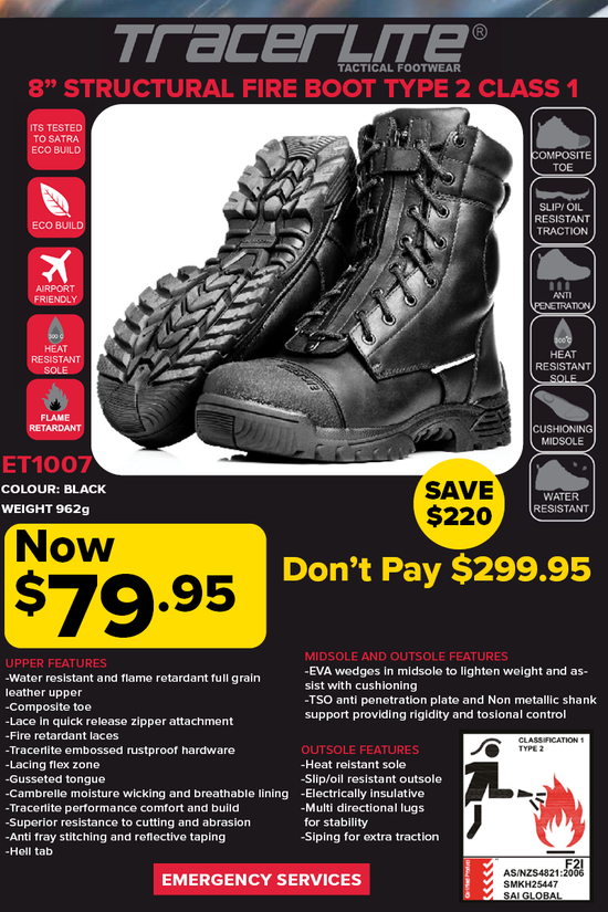 Tracerlite Men’s 8 Inch Leather Structural Fire Boot