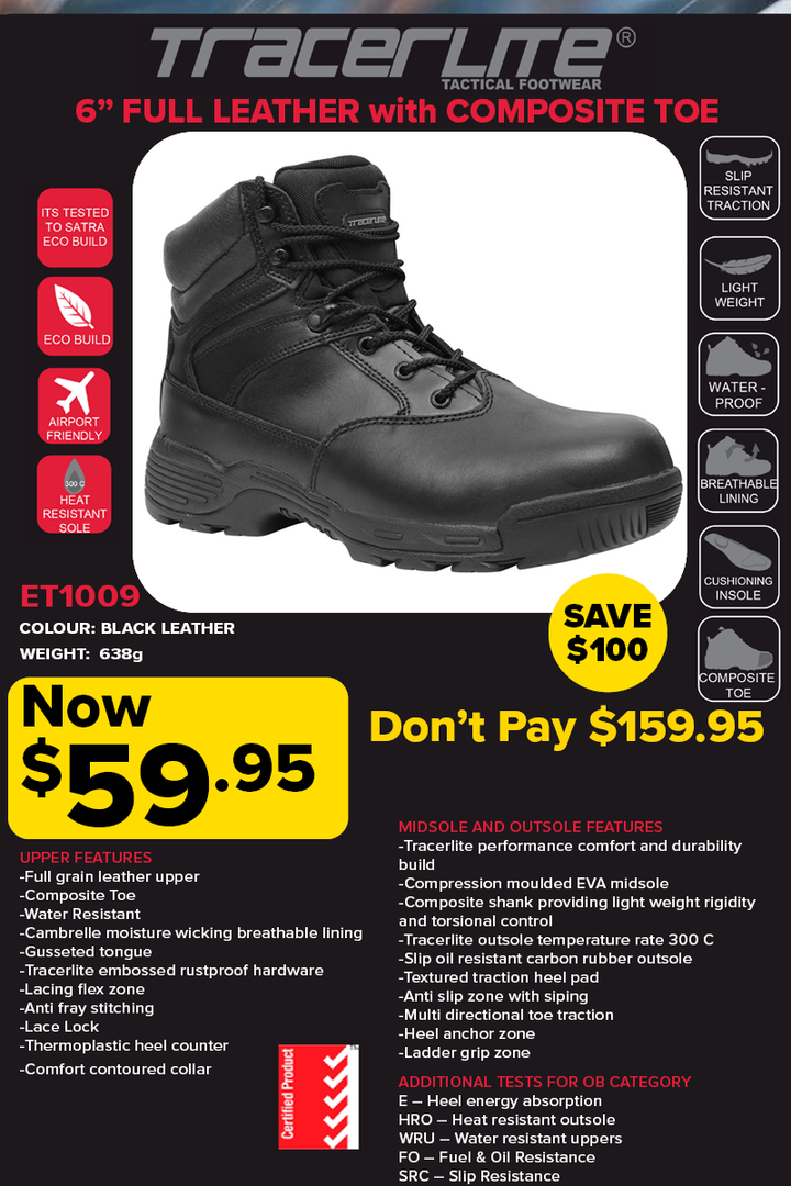 Tracerlite Men’s 6 Inch Leather Composite Toe Boots
