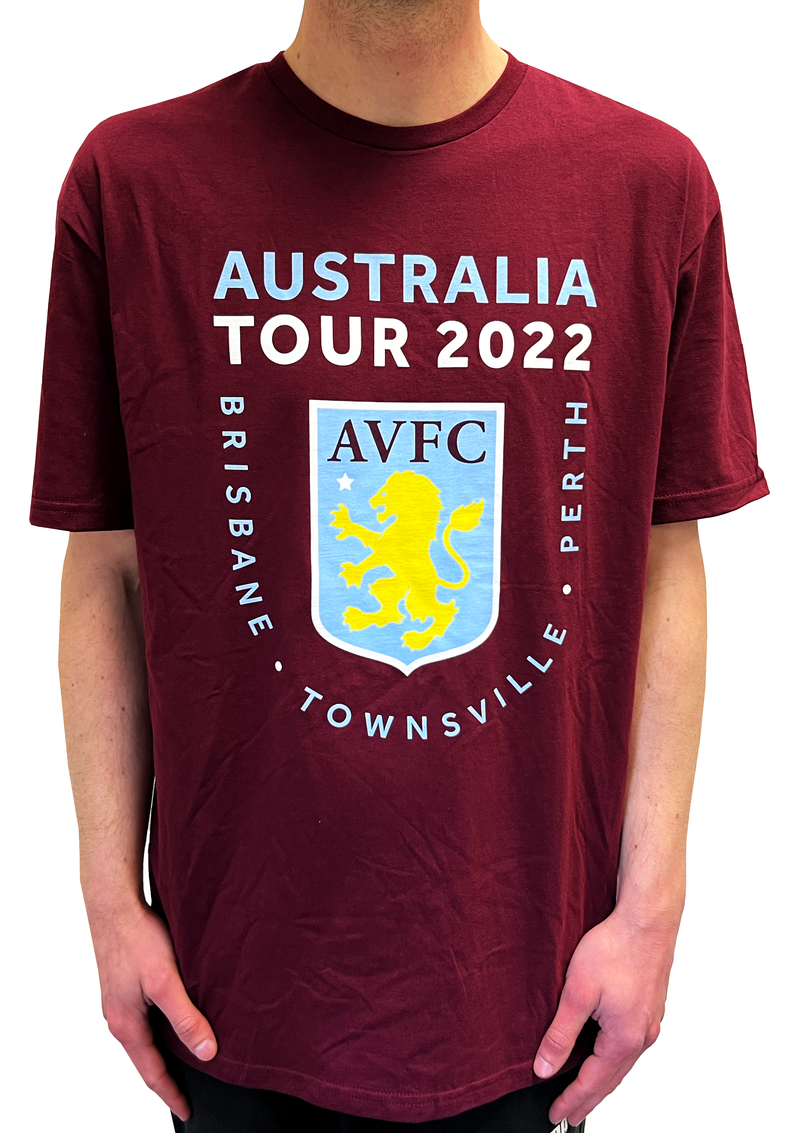 Gildan Adult Aston Villa Australia Tour 2022 Maroon T-Shirt <br> AST411AA