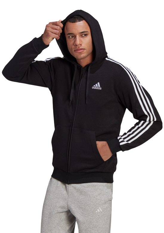 Adidas Mens Essentials Fleece 3 Stripes Full Zip Hoodie GK9051 Jim Kidd Sports