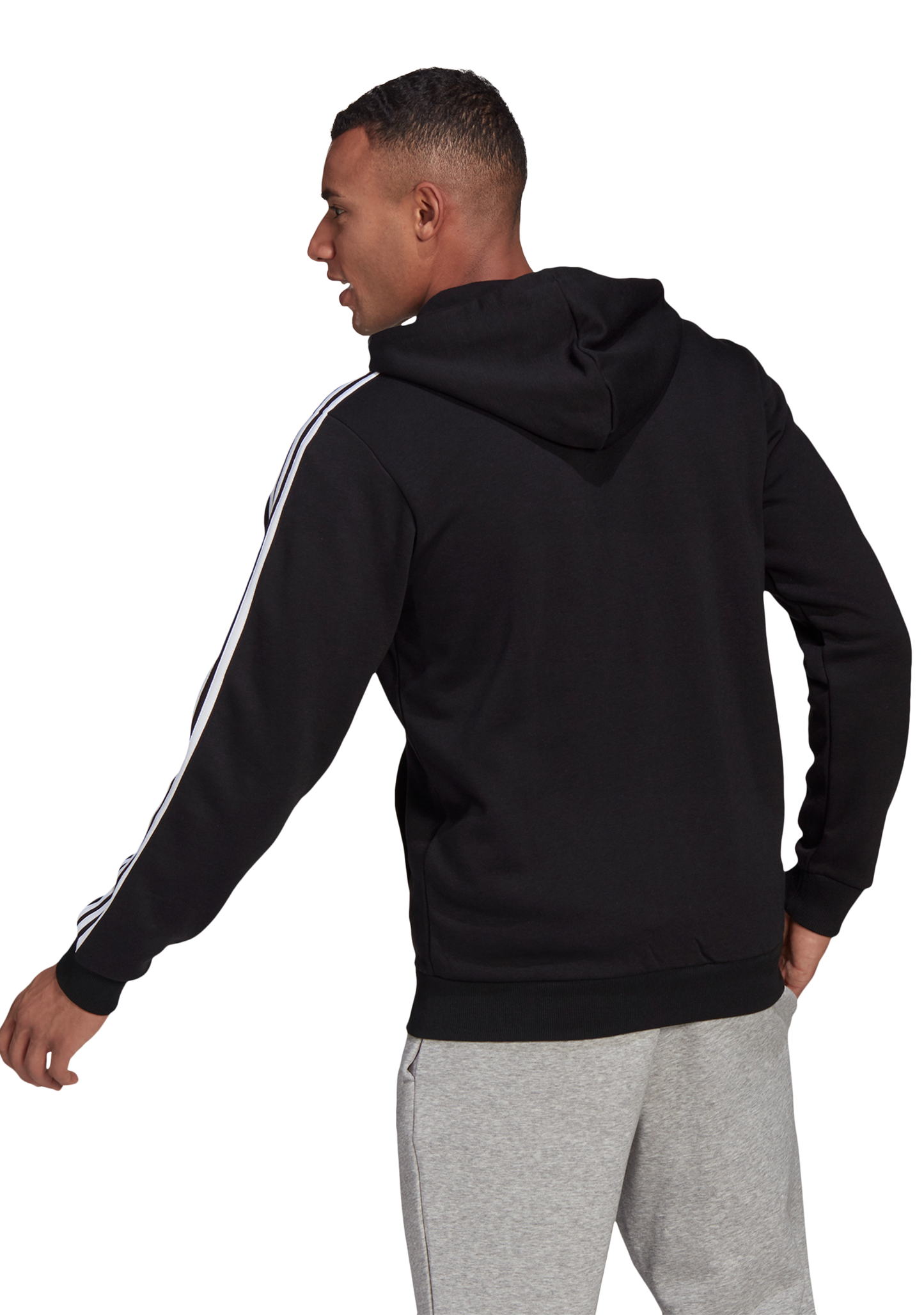 Adidas Men’s Essentials 3-Stripes Fleece Cut Full Zip Hoodie
