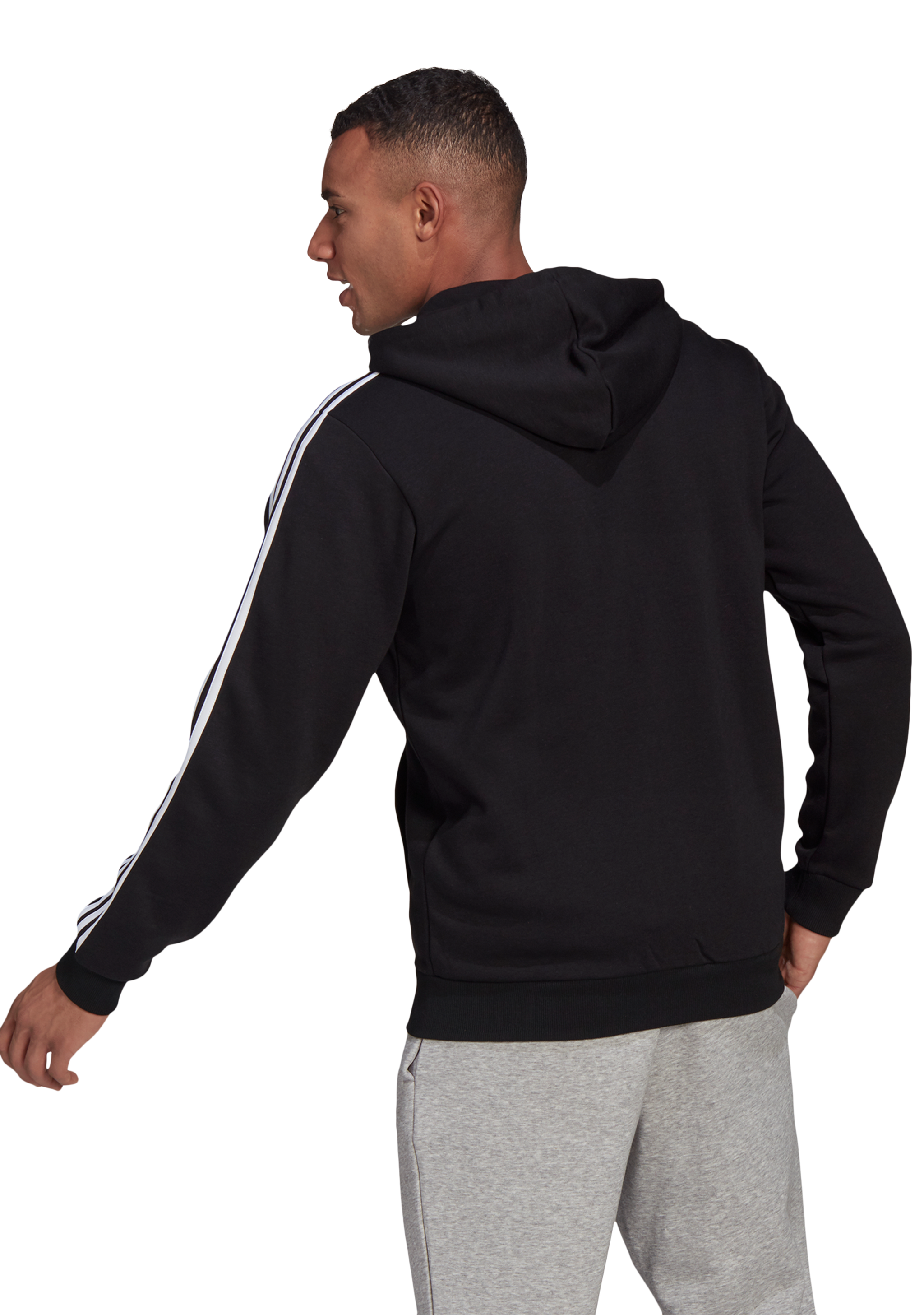 Adidas Men’s Essentials 3-Stripes Fleece Cut Full Zip Hoodie