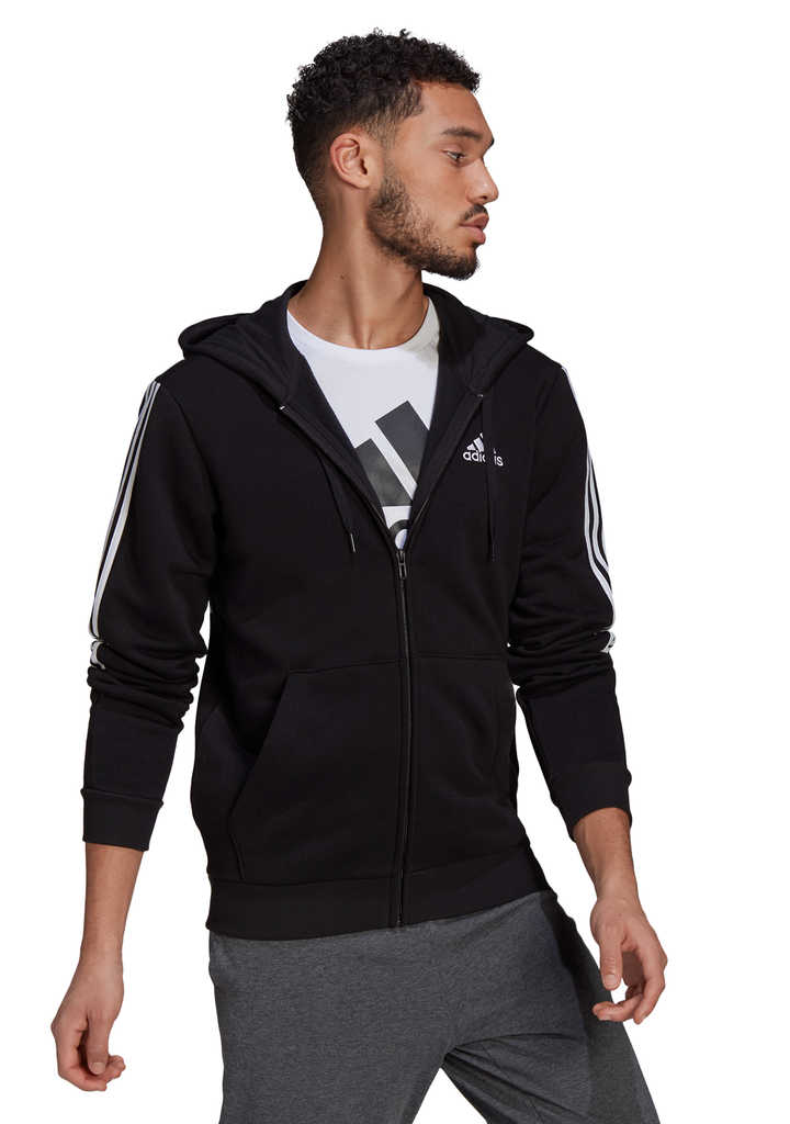 Adidas Men’s Essentials 3-Stripes Fleece Cut Fullzip Hoodie