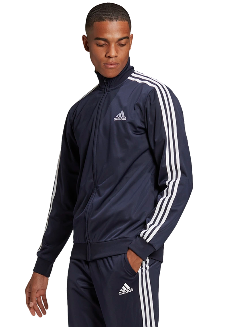 Adidas Mens Primegreen Essentials 3-Stripes Track Suit Top Navy <br> GK9658