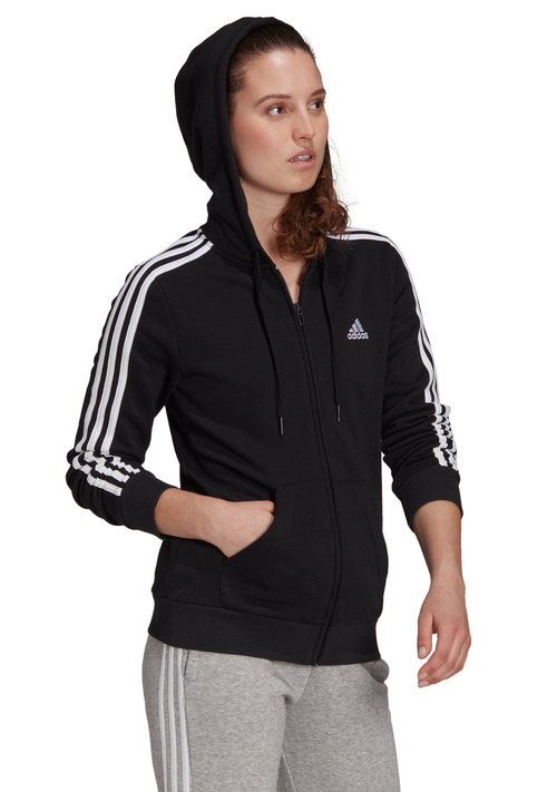 Adidas Womens Fleece 3-Stripes Full-Zip Hoodie <br> GM5567