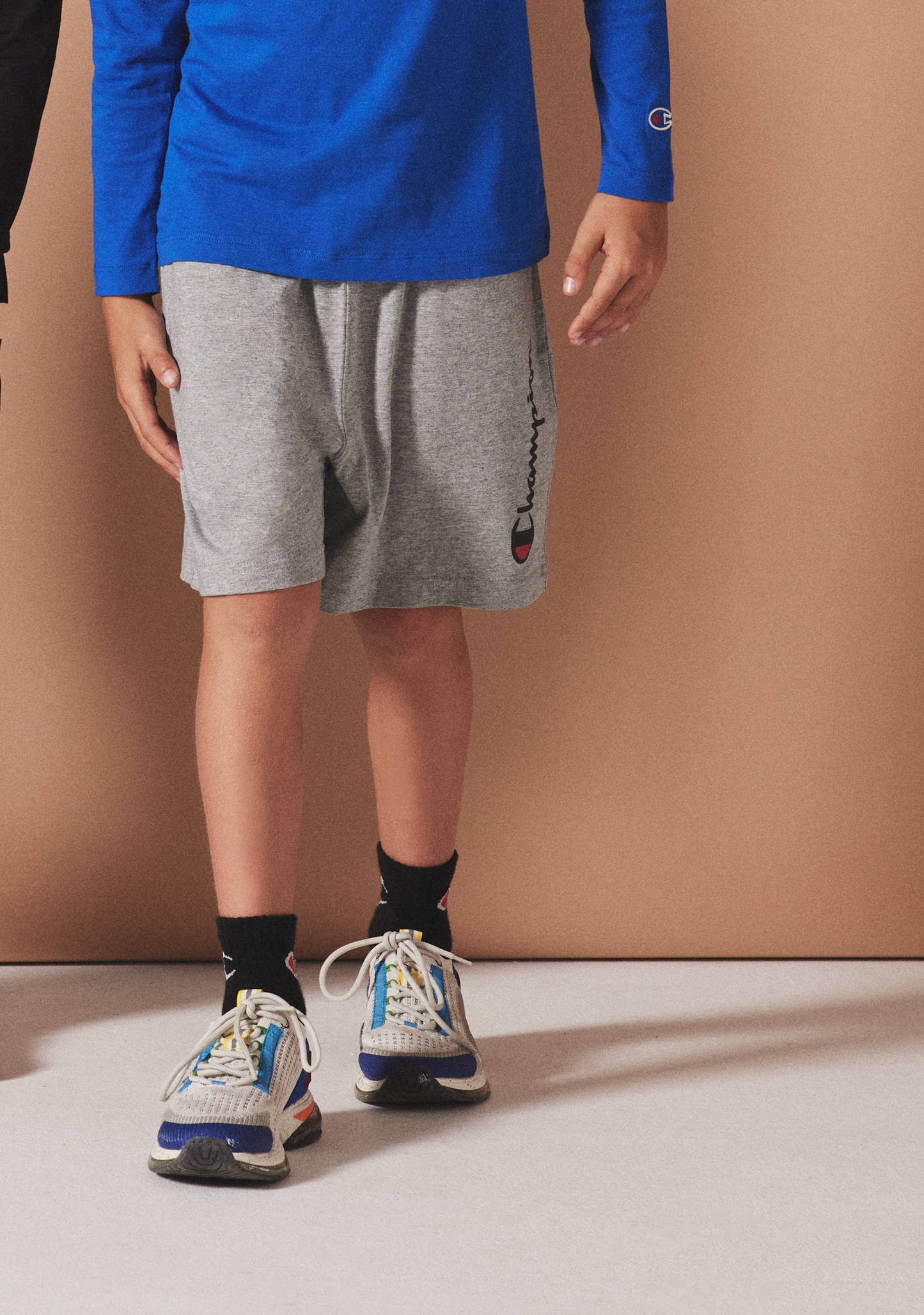 Champion Junior Script Jersey Shorts Grey